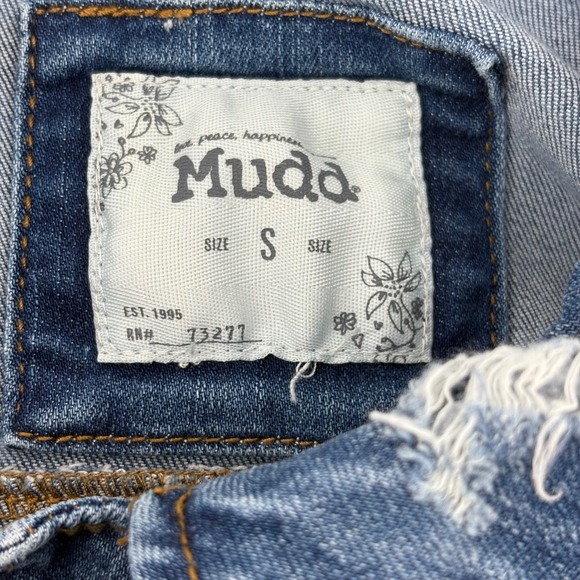 Mudd Denim Trucker Jacket Womens‎ S Blue Jean Casual Distressed Y2K Retro - Picture 4 of 5